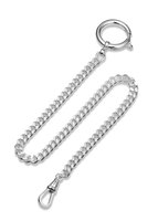 Pocket watch chain silver plated flat curb 1.5